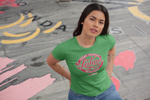 Strong-Beautiful-Intelligen-Latina-Shirt-Green-with-Red-and-White-Ink