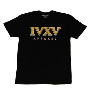 4.15-Logo-Shirt-Black-with-IVXV-logo-in-Metallic-Gold-ink-on-front