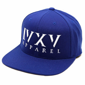 Royal Blue Snapback Cap with raised 3D embroidered IVXV logo in White