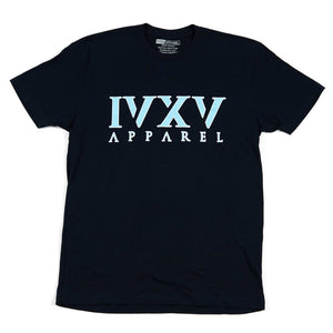 IVXV-Logo-Shirt-Navy-Blue-with-Carolina-Blue-Ink-On-Front