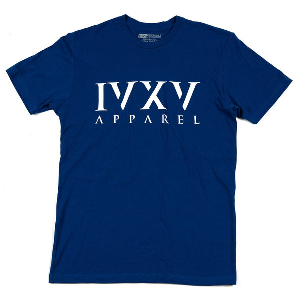 IVXV-Logo-Shirt-Royal-Blue-with-White-Ink-On-Front