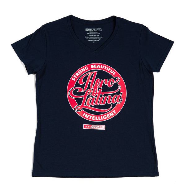 Strong-Beautiful-Intelligent-Afro-Latina-Navy-Blue-With-Red-And-White-Ink-On-Front